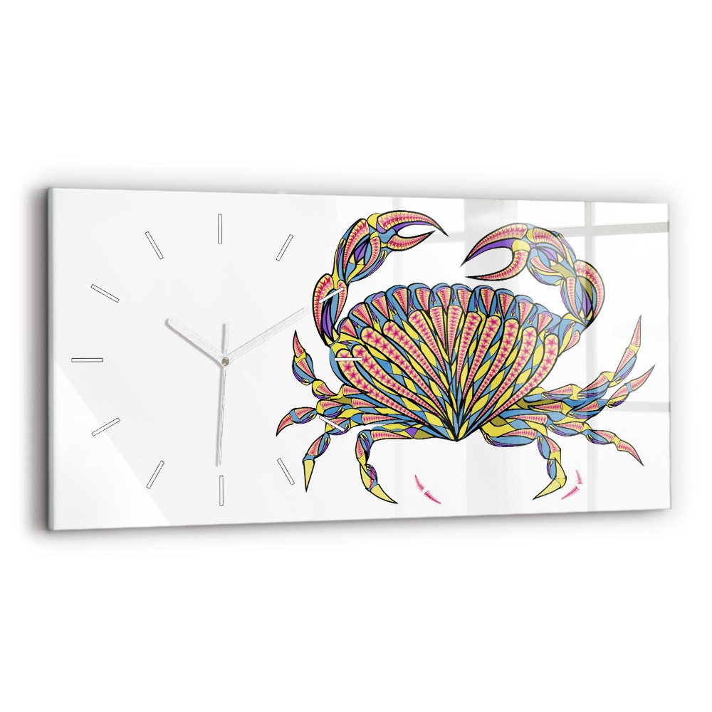 Ceas perete din sticlă orizontale la modă Crab etnic