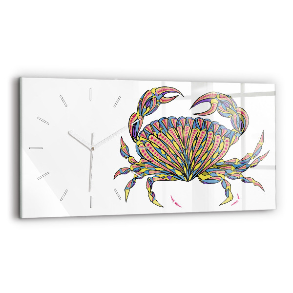 Ceas perete din sticlă orizontale la modă Crab etnic