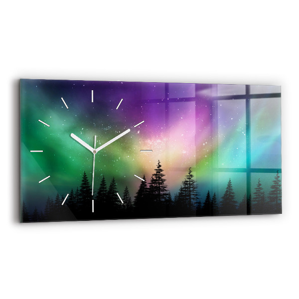 Ceas perete din sticlă orizontale la modă Aurora boreală