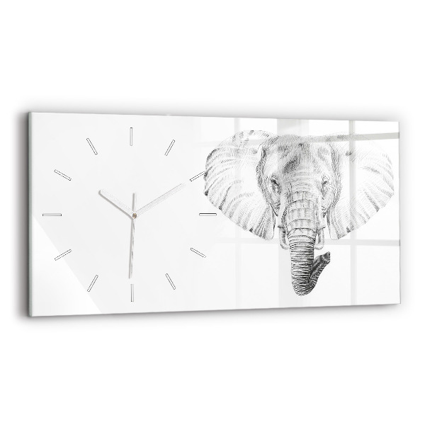 Ceas perete din sticlă orizontale la modă Cap de elefant vectorial