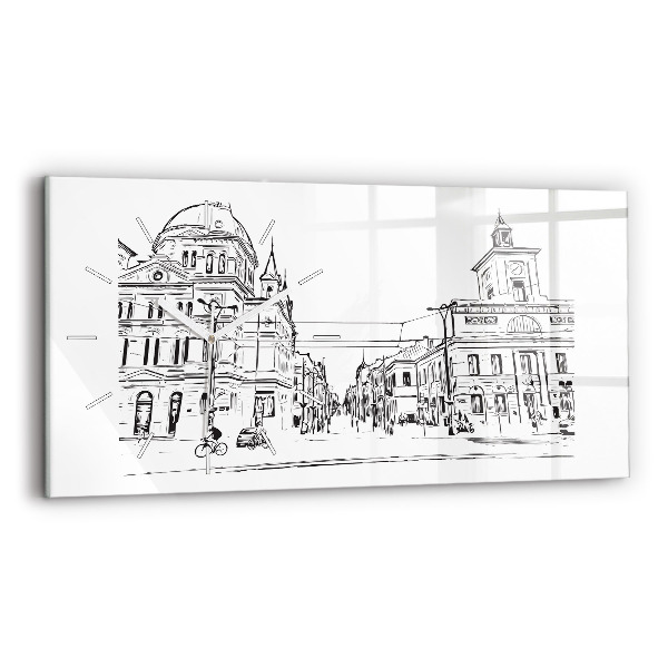 Ceas orizontale de perete din sticlă la modă Ilustrație a orașului Poznań
