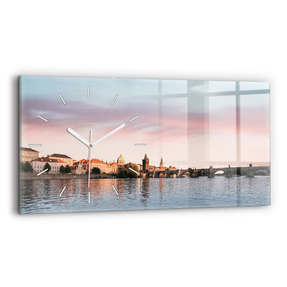 Ceas orizontale de perete din sticlă la modă Podul Carol din Praga