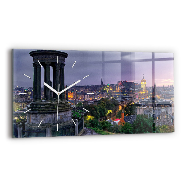 Ceas perete din sticlă orizontale la modă Edinburgh din Calton Hill