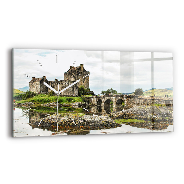 Ceas orizontale de perete din sticlă la modă Castelul Eilean Donan, Scoția
