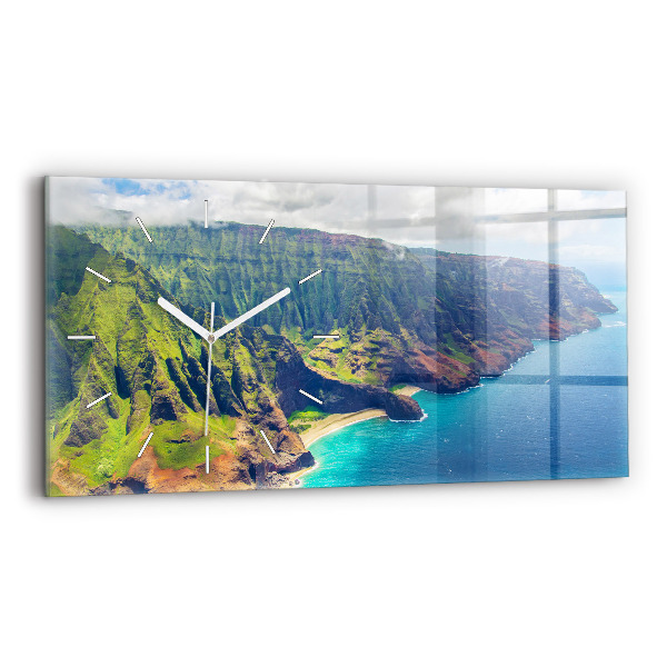 Ceas perete din sticlă orizontale la modă Marea din Hawaii