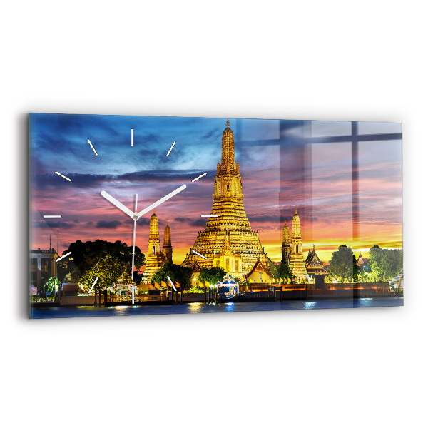 Ceas perete din sticlă orizontale la modă Templul din Bangkok