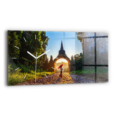 Ceas orizontale de perete din sticlă la modă Parcul Surat Thani, Thailanda