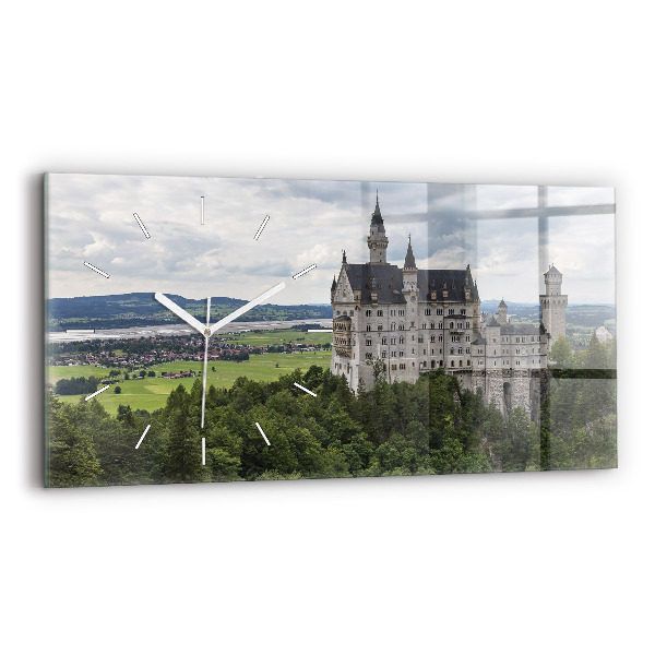 Ceas orizontale de perete din sticlă la modă Castelul Neuschwanstein