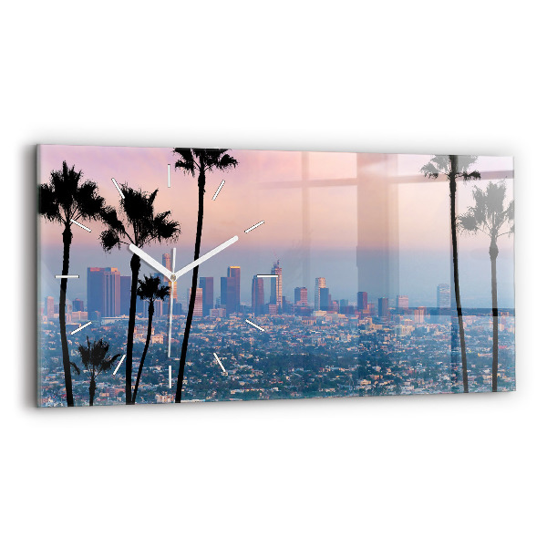Ceas orizontale de perete din sticlă la modă Apus de soare din Los Angeles