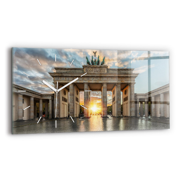 Ceas perete din sticlă orizontale la modă Poarta Brandenburg din Berlin