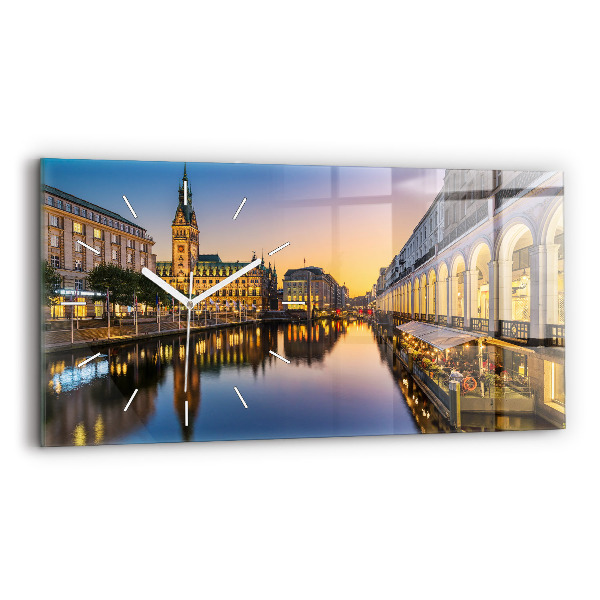 Ceas perete din sticlă orizontale la modă Primăria orașului Hamburg