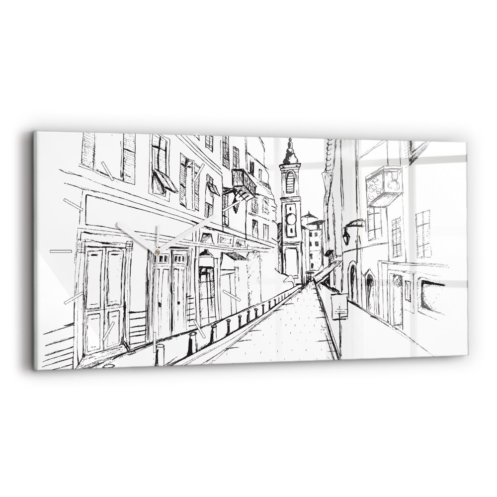 Ceas orizontale de perete din sticlă la modă Desen al orașului Provence