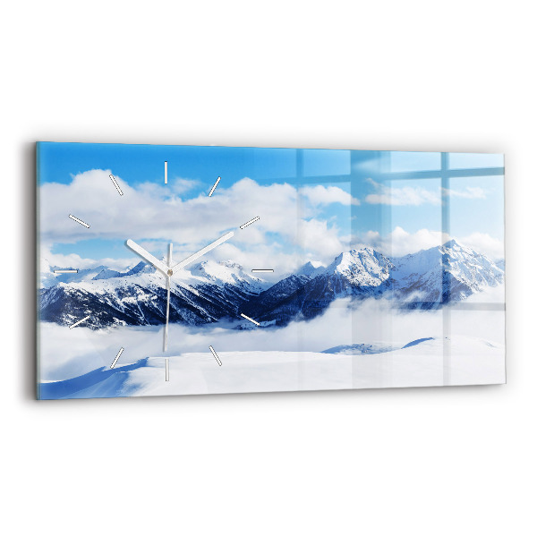 Ceas orizontale de perete din sticlă la modă Panoramă montană