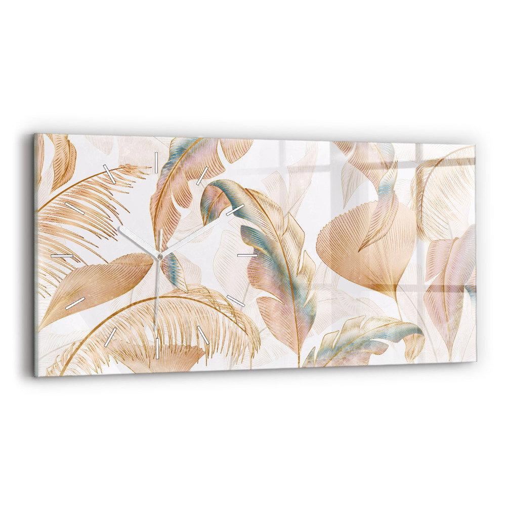 Ceas orizontale de perete din sticlă la modă Model de frunze naturale