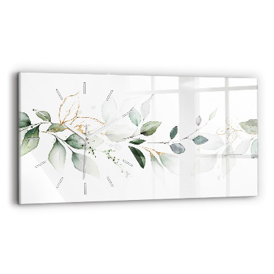 Ceas perete din sticlă orizontale la modă Frunze abstracte