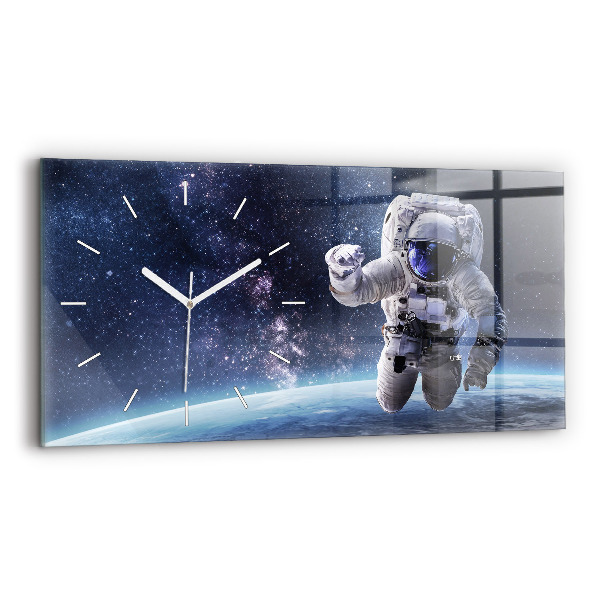 Ceas orizontale de perete din sticlă la modă Astronaut
