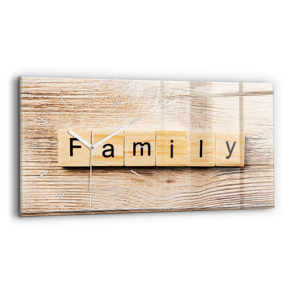 Ceas perete din sticlă orizontale la modă Familia de inscripții