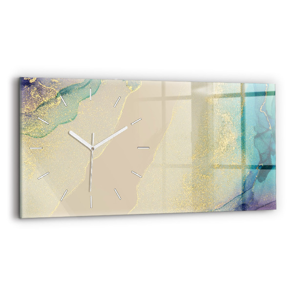 Ceas orizontale de perete din sticlă la modă Abstracție elegantă