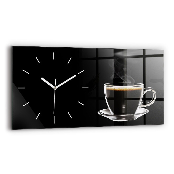 Ceas perete din sticlă orizontale la modă Cafea neagră