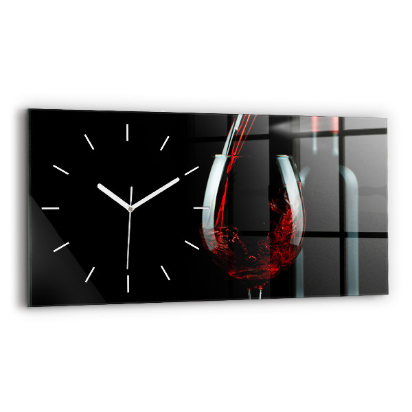 Ceas orizontale de perete din sticlă la modă O sticlă de vin