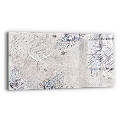 Ceas perete din sticlă orizontale la modă Frunză de palmier