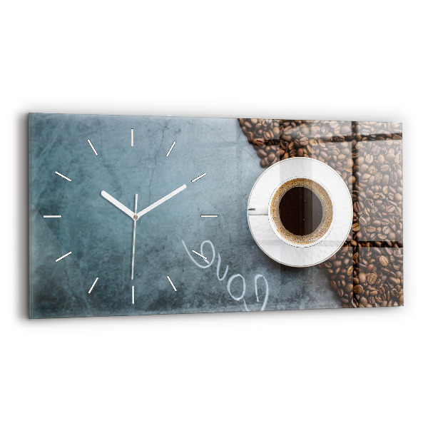 Ceas perete din sticlă orizontale la modă O ceașcă de cafea