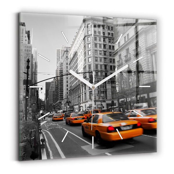 Ceas pătrat de perete din sticlă Manhattan și taxiurile