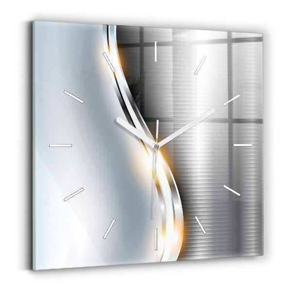 Ceas pătrat de perete din sticlă Abstracție metalică