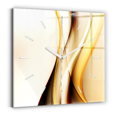 Ceas perete din sticlă pătrat Val abstract