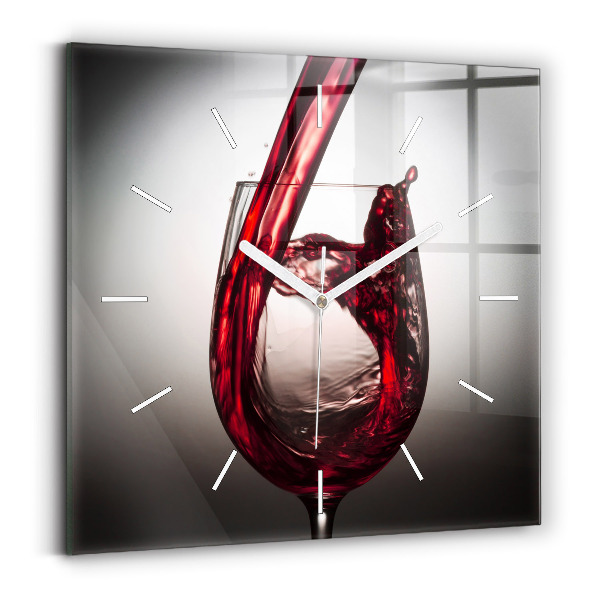 Ceas pătrat de perete din sticlă un pahar de vin