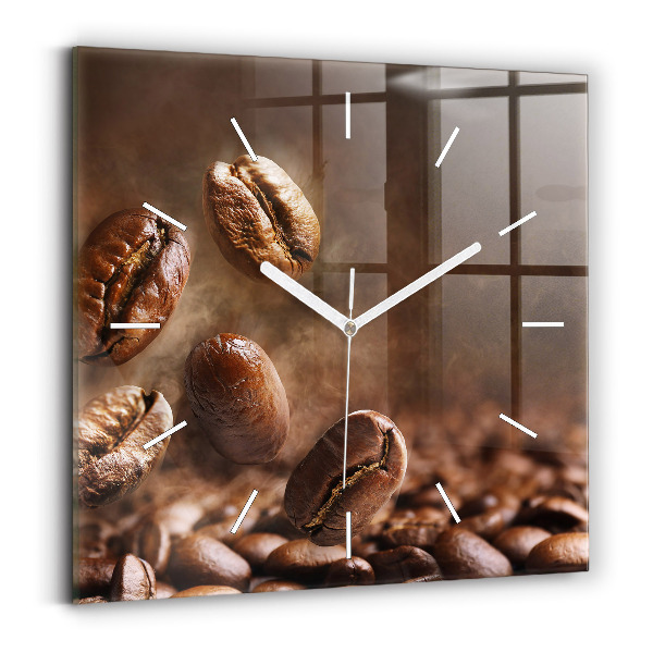 Ceas pătrat de perete din sticlă boabe de cafea