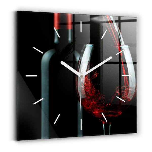 Ceas perete din sticlă pătrat O sticlă de vin