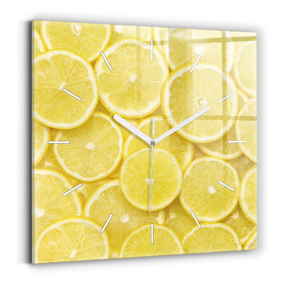 Ceas pătrat de perete din sticlă Felii de lămâie