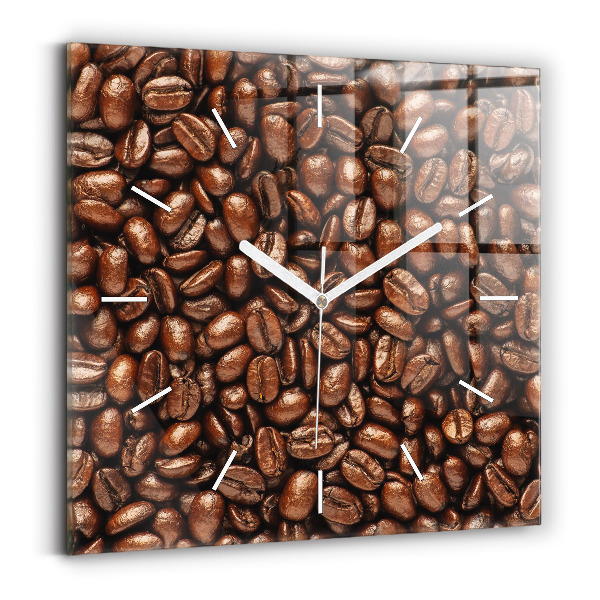 Ceas pătrat de perete din sticlă boabe de cafea