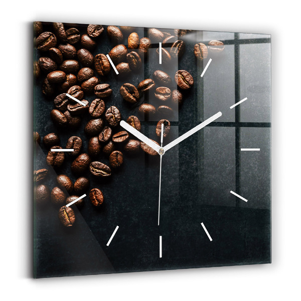 Ceas pătrat de perete din sticlă boabe de cafea