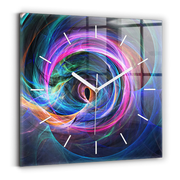 Ceas perete din sticlă pătrat Fractal colorat