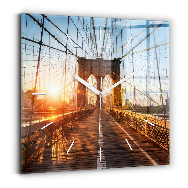 Ceas perete din sticlă pătrat Podul Brooklyn, New York