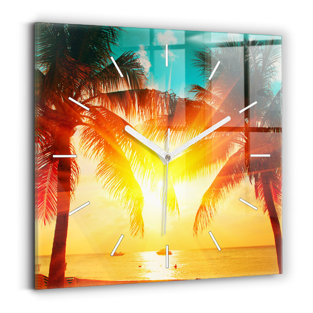 Ceas pătrat de perete din sticlă Vacanțe Relaxare Vară
