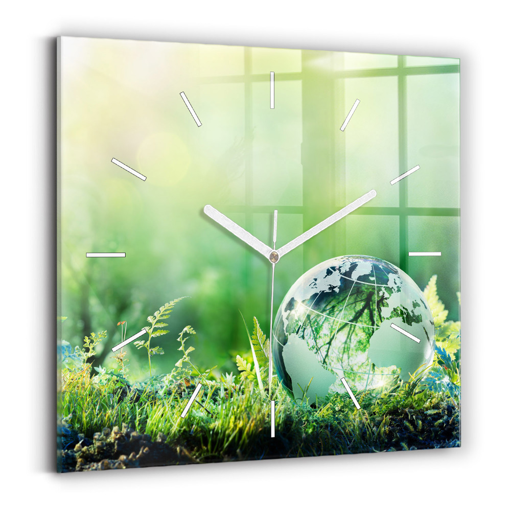 Ceas perete din sticlă pătrat Glob