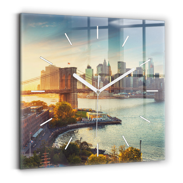 Ceas pătrat de perete din sticlă New York Manhattan