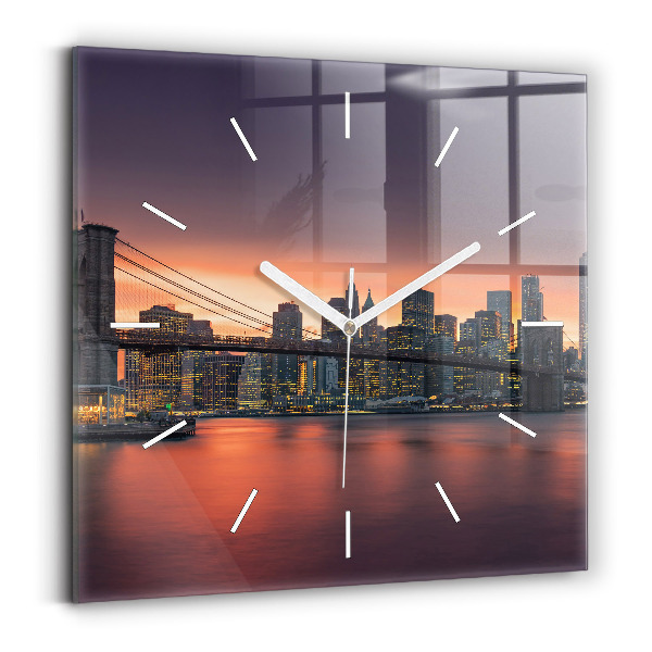 Ceas perete din sticlă pătrat East River din New York