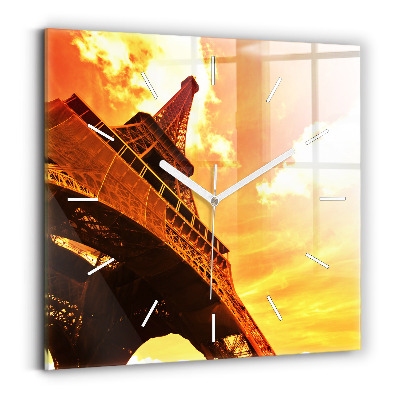 Ceas perete din sticlă pătrat Turnul Eiffel din Paris