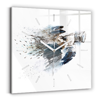 Ceas perete din sticlă pătrat Căpitan cu binoclu