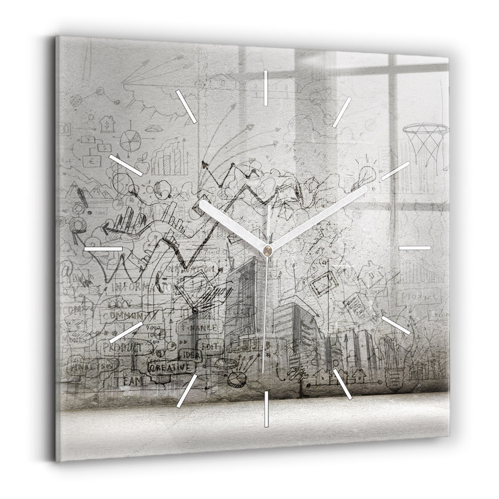 Ceas pătrat de perete din sticlă Schiță a orașului