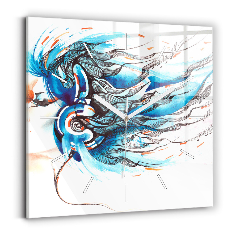 Ceas perete din sticlă pătrat Ilustrație a unui telefon mobil