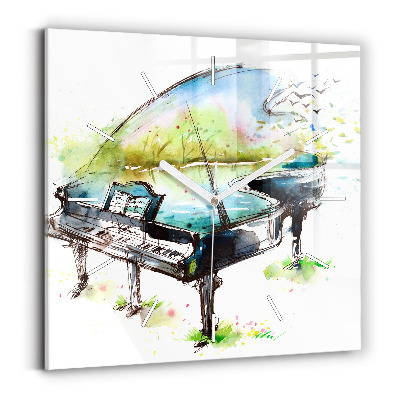 Ceas pătrat de perete din sticlă Ilustrație 4 Anotimpuri