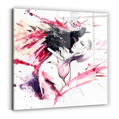 Ceas pătrat de perete din sticlă Abstracția îndrăgostiților