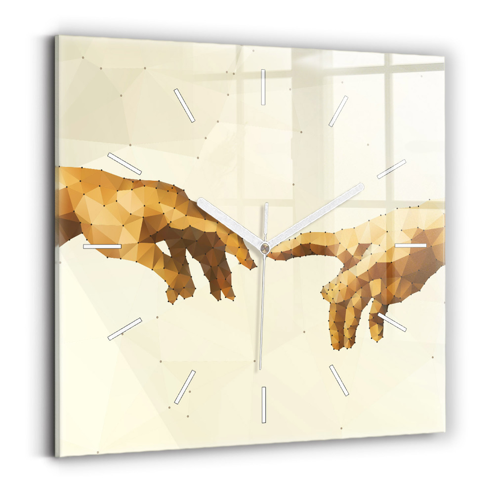 Ceas perete din sticlă pătrat Crearea lui Adam