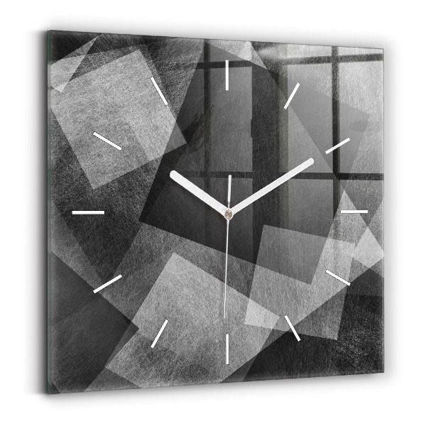 Ceas perete din sticlă pătrat Abstracție geometrică