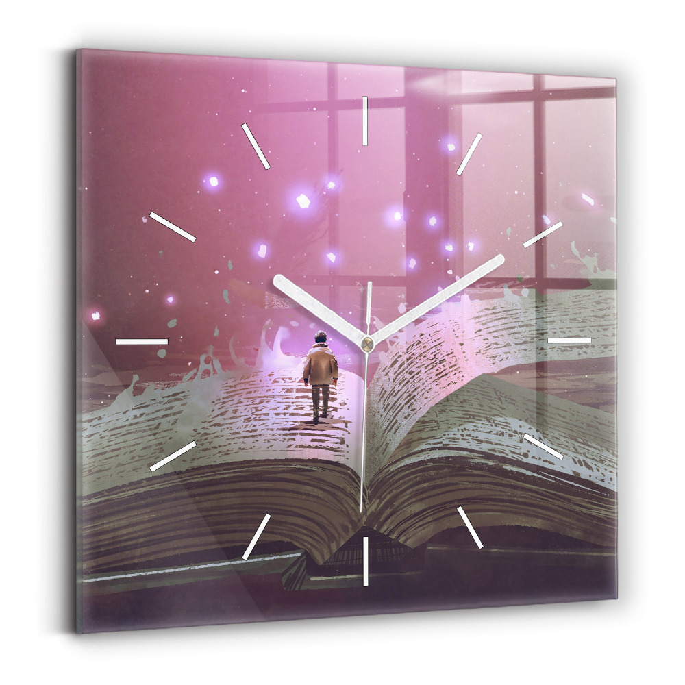 Ceas pătrat de perete din sticlă Carte de abstractizare